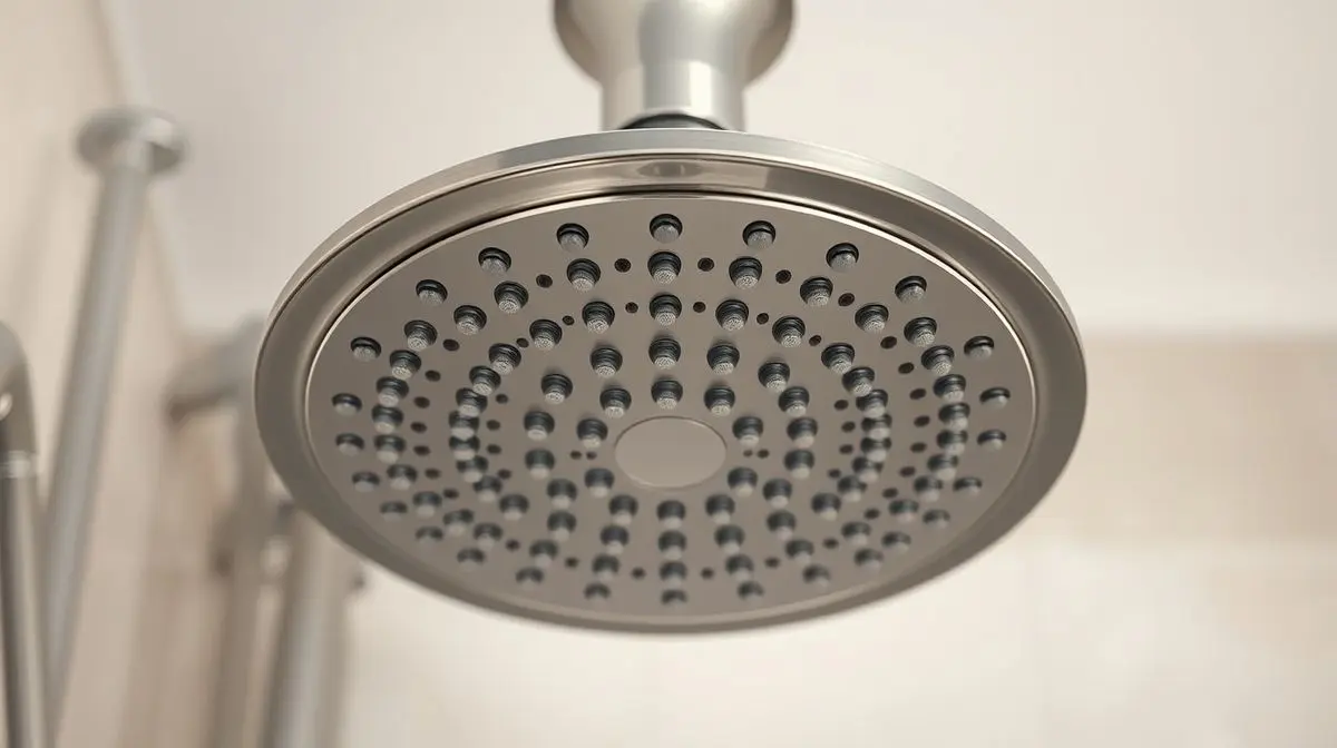 Imagem de destaque de um chuveiro moderno e elegante, com iluminação de estúdio profissional e foco nítido.