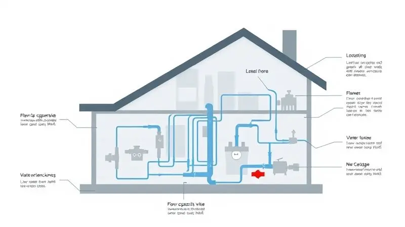 Diagrama de capacidade de vazão e metro de coluna de água em um sistema hidráulico residencial.