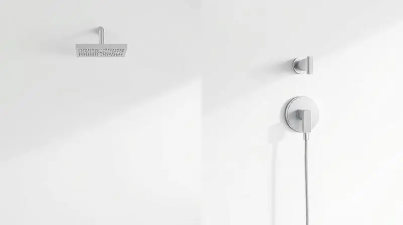 Comparativo visual mostrando a diferença de design entre um chuveiro elétrico tradicional à esquerda e uma ducha moderna à direita.
