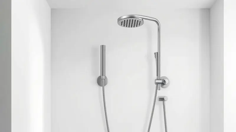 Ducha manual moderna acoplada ao sistema de chuveiro principal, exemplificando as funcionalidades extras e a tecnologia para maior conforto no banho.