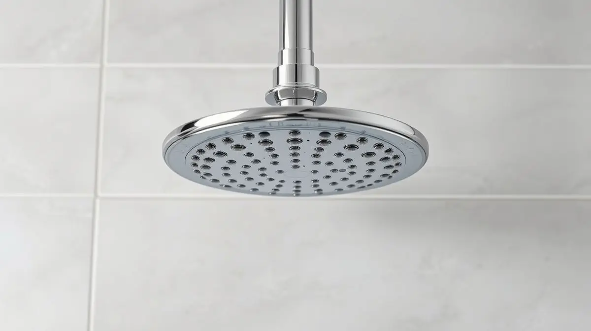 Uma ducha higiênica moderna de metal cromado, totalmente sem marca, fotografada em estúdio com fundo neutro para o guia de melhores duchas.