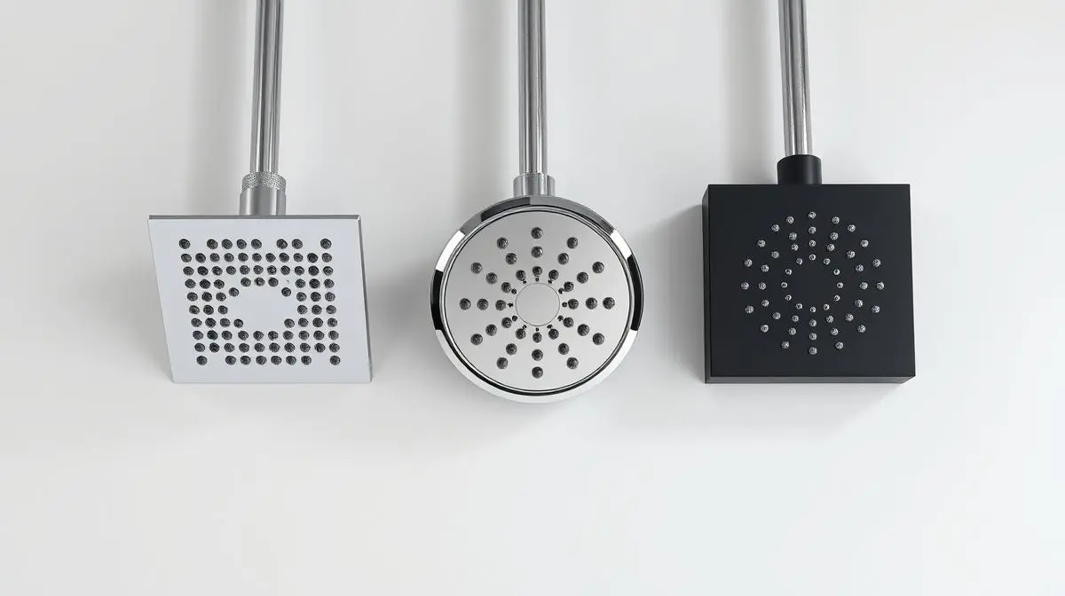 Seleção dos melhores chuveiros Deca, mostrando modelos quadrados e redondos com acabamentos cromado e black matte em um fundo neutro.