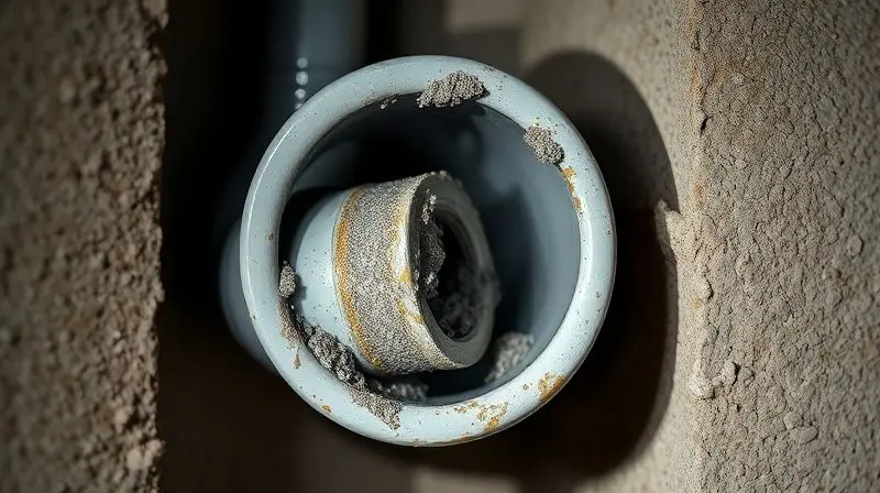 Obstrução em uma tubulação de água com acúmulo de calcário, uma das possíveis causas para a baixa pressão no chuveiro.