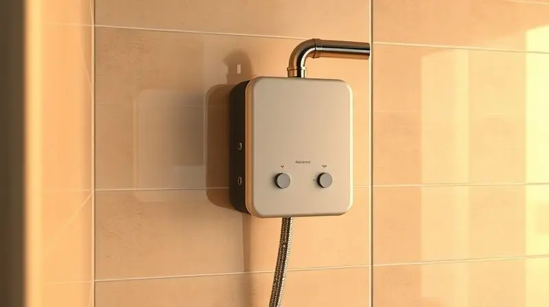 Pressurizador de água compacto conectado à tubulação do chuveiro, mostrando como aumentar a pressão da água.