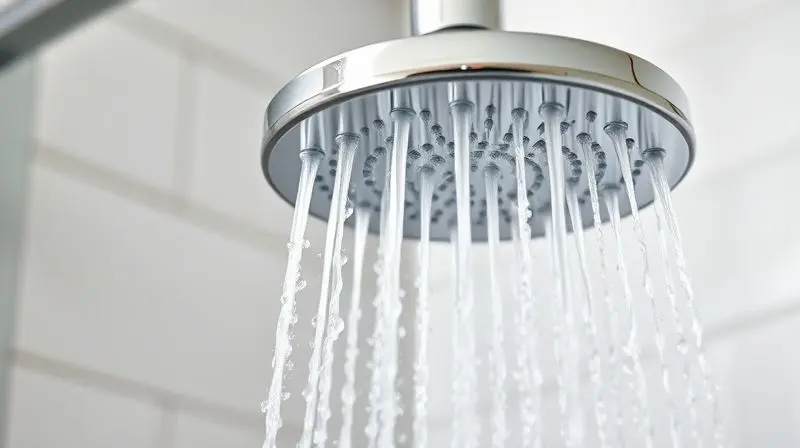 Jato de água quente com vapor saindo de uma ducha cromada, demonstrando o aquecimento instantâneo de um aquecedor elétrico.