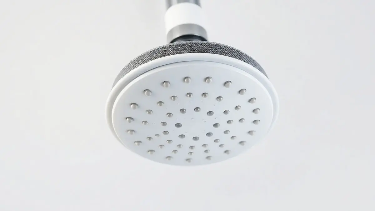 Chuveiro Loren Bello branco e moderno em destaque, com gotas de água, mostrando seu design para uma análise completa do produto.