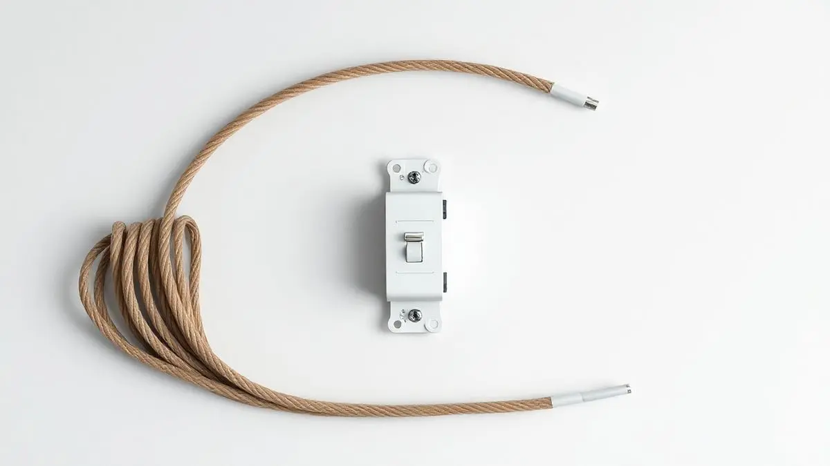 Disjuntor unipolar moderno e sem marca ao lado de um cabo elétrico grosso, representando a escolha correta do disjuntor para chuveiro elétrico.