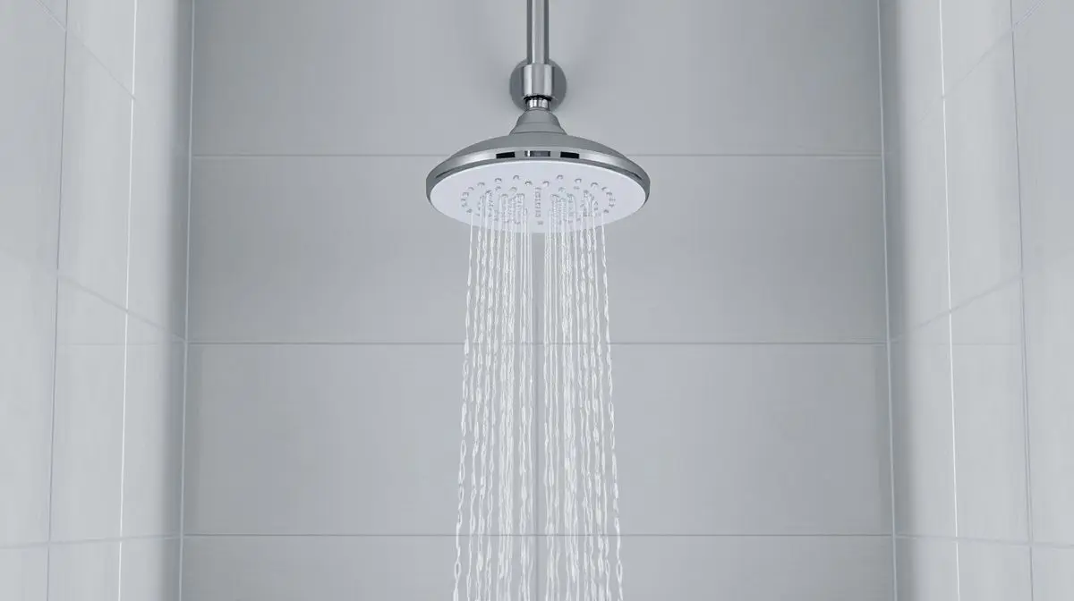 Chuveiro elétrico branco e moderno, sem marca, em destaque para artigo com dicas de como proteger o aparelho e economizar energia no inverno.