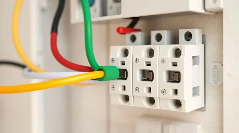 Detalhe da conexão correta do fio terra, de cor verde, no sistema de aterramento de um chuveiro elétrico para garantir a segurança dos usuários.