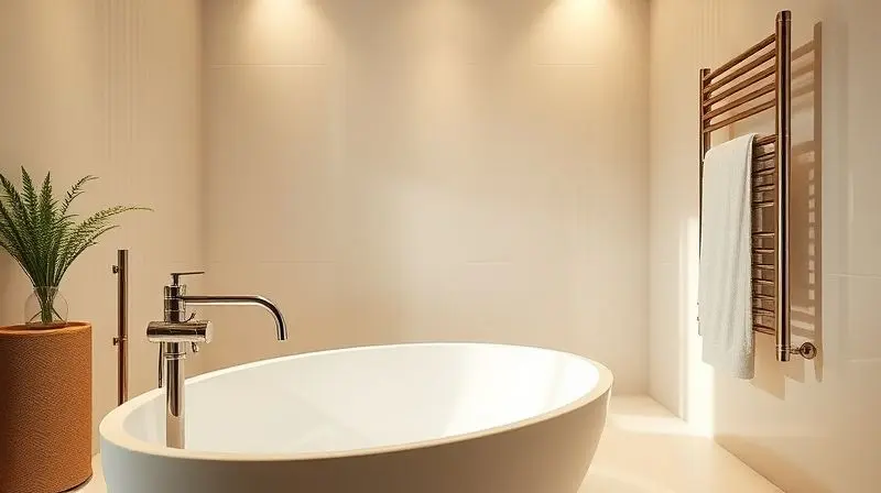 Ambiente inspirador de design de interiores com detalhes de metais Perflex em um banheiro, criando um espaço sofisticado e acolhedor.