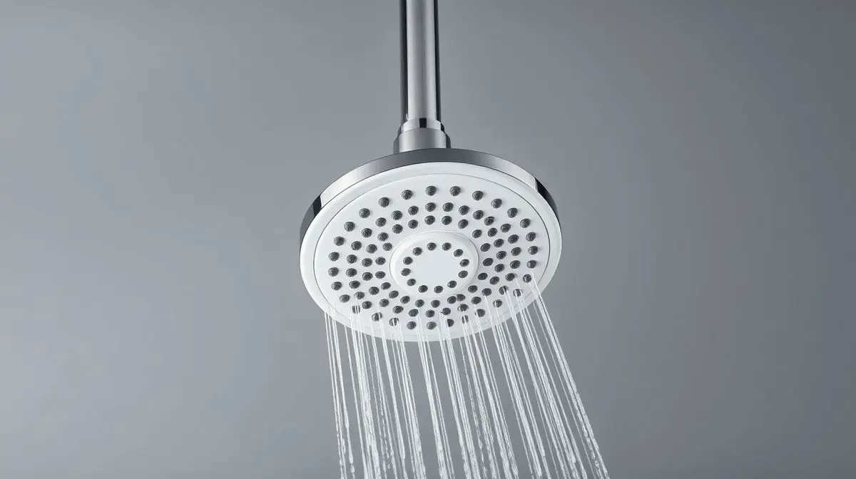 Um chuveiro elétrico moderno e cromado, sem marca, em destaque, simbolizando a alta qualidade e tecnologia dos melhores modelos de chuveiro do mercado.
