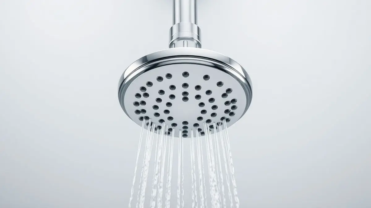 Chuveiro Sintex moderno e sem marca em destaque, com acabamento cromado e design elegante, fotografado em um estúdio com fundo limpo.