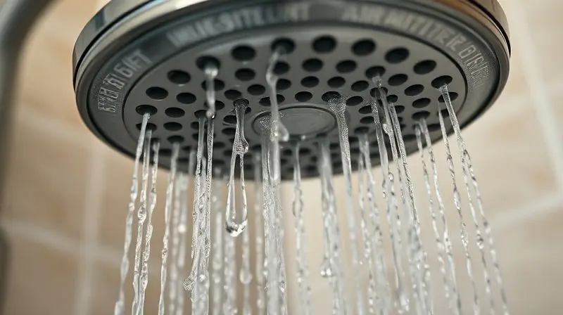 Chuveiro com fluxo de água fraco e falhando, um dos principais sinais de que pode haver ar na tubulação.
