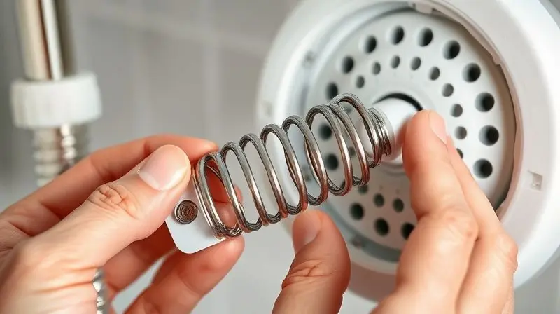 Demonstração da troca da resistência de um chuveiro Maxi Ducha, com a peça nova em destaque ao lado do aparelho aberto.